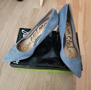 Sam Edelman Suede Hazel Pump in Smokey Blue 7